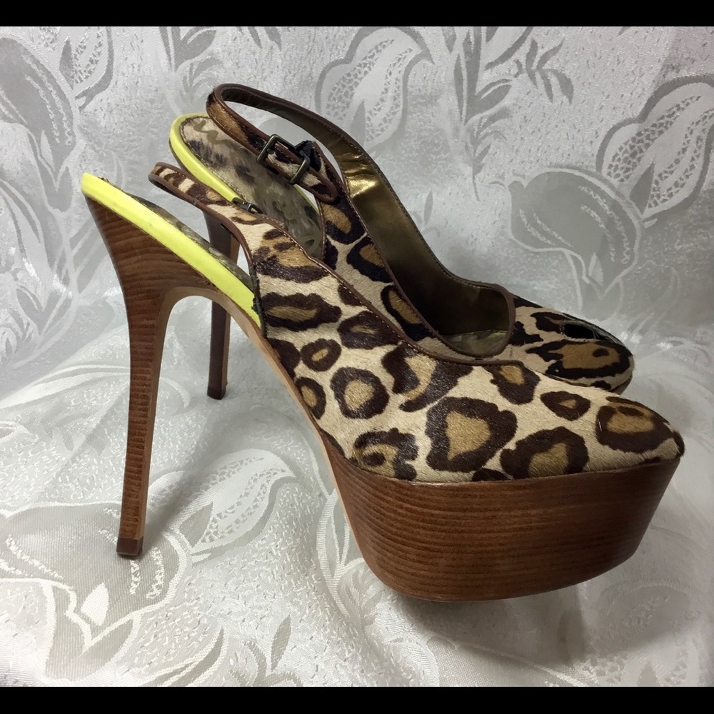 Sam Edelman S. Novato Cheetah Platform Slingback Heels - Picture 2 of 16